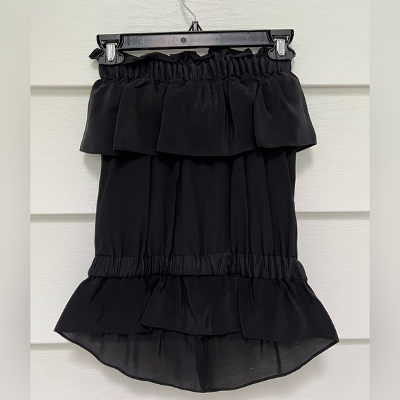 Tt Collection. Strapless Ruffle Gold Button Top. Color:Black Size: XS/S - Picture 3 of 5